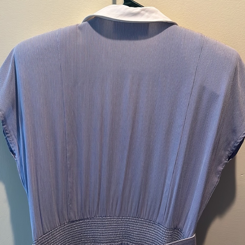 Piccalino Petites 🎉HP🎉Blue/white mini vertical  Striped Dress  Midi    Size 6P - Picture 7 of 13